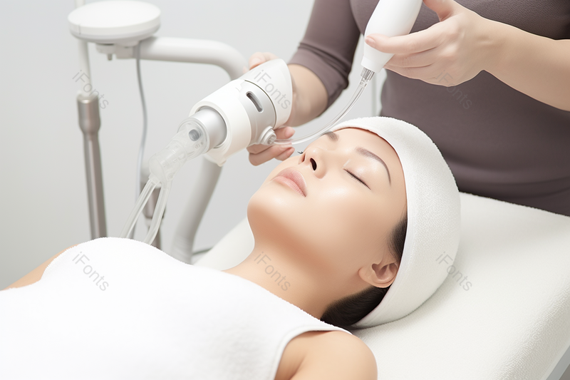 专业美容院美容师为顾客做面部小气泡清洁,高清,摄影图,摄影图片,图片大全,摄影图免费下载